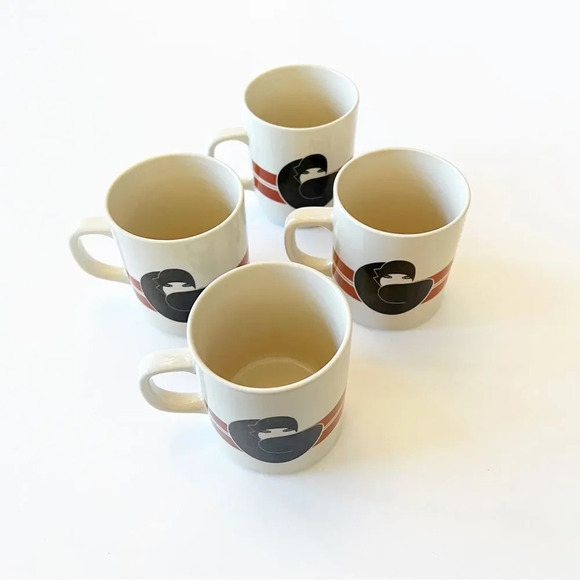 Marco‎ Polo Fine China Art Deco “G” Mugs Set of Four Flapper Roaring 20’s RARE - Picture 8 of 12